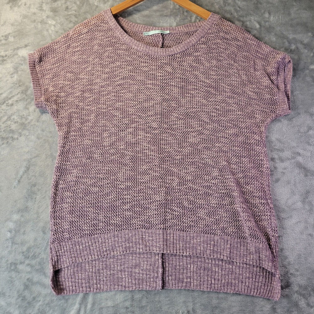 Maurices Womens M Purple Open Knit‎ Sweater High Low Hem Casual Lightweight